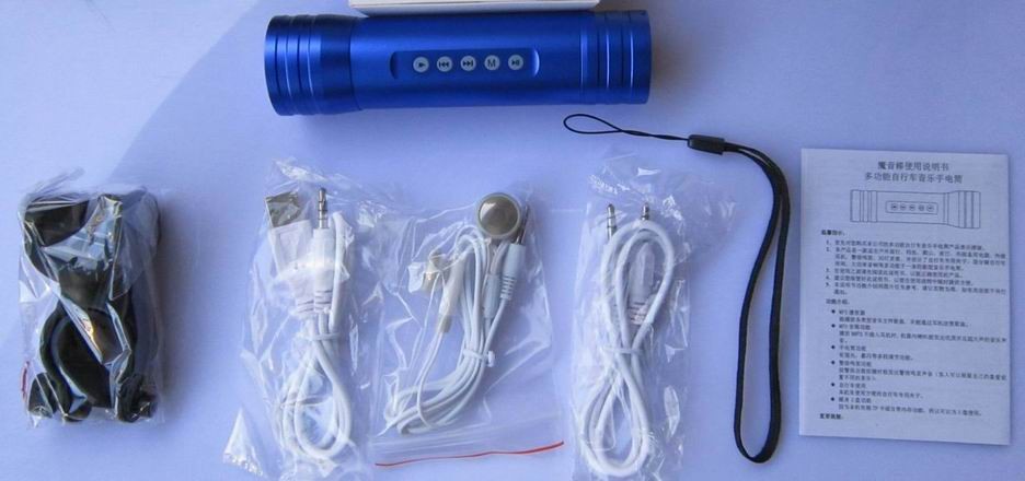 Led flash light with mp3 player